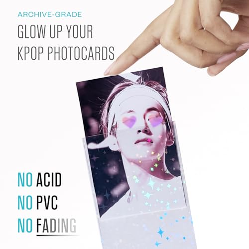 4-in-1 Kpop Photocard Sleeves Protector Starter Kit | Includes 68 Card Sleeves in 3 Sizes Standard, Oversize, Square Holographic Sleeves. Kpop Photocard Collectors Durable Protective Card Sleeves