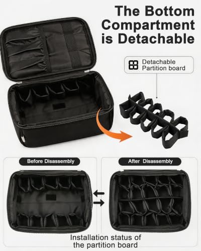 Meiiy Nail Polish Bag Nail Art Set Organizer Nail Polish Travel Case Nail Tool Bag With Compartment Gift for Women (black)