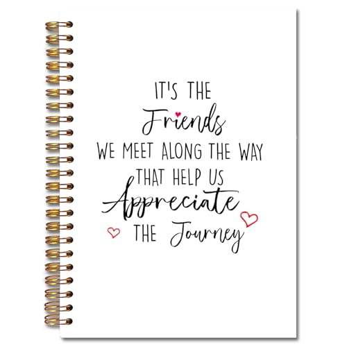 JINYO Friend Gifts Notebook, Gifts for Best Friend Journal, Friendship Gift Journal, It's the Friends We Meet Along the Way That Help Us Appreciate the Journey Spiral Notebooks 5.5x8.3 Inch - color: white Friend Gifts Notebook
