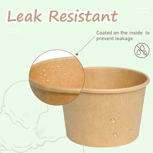 ESSENTIAL Paper Ice Cream Cups with Lids, 120 Pcs 8oz Paper Snack Bowls - size: 8oz-120 Pcs with Lids