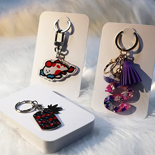 Temlum 3''x4.7'' Keychain Display Cards with Self-Sealing Bags, White 100p - color: White