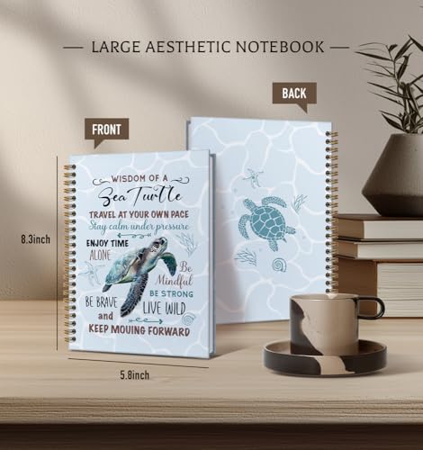 Turtle Notebooks For Women-Cute Journal For Sea Turtles lover Men Friends Gifts On Birthday Christmas Mother's Day,Ocean Animals College Ruled Lined Gold Spiral Bound Hardcover,5.8"x8.3" - color: Sea turtle