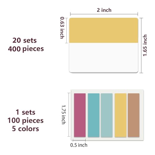 ELII 500 PCS Sticky Index Tabs 2 Inch Book Tabs,Clear Sticky Notes - color: Muse, size: 500