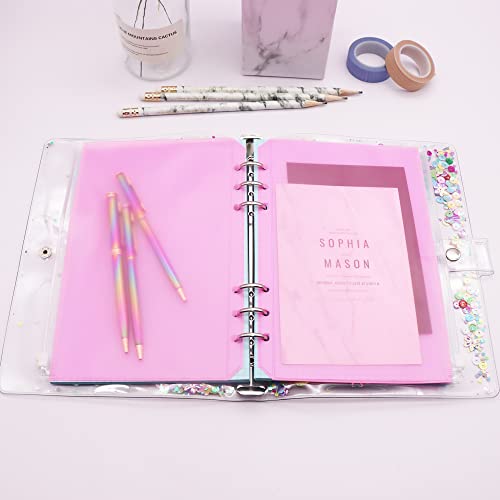 Pink A5 Binder Pockets 12pcs Zipper Cash Envelopes - color: 12pcs Pink Color, size: A5