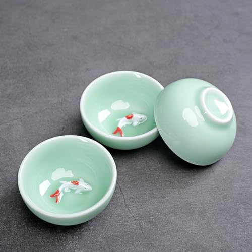 Fashion & Lifestyle Set of 6 Chinese Handmade Ceramic Kung Fu Tea Cup, 1.52 oz/45 ML, Porcelain Tea Mugs Without Handles China style Teaware Gifts Set