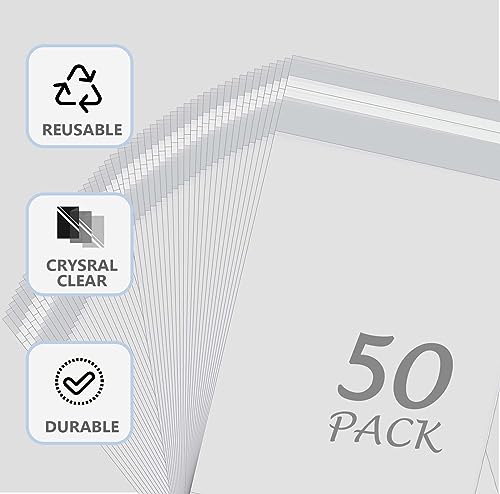 50 Pack Acid-Free Crystal Clear Sleeves Storage Bags for 12x12 Art Prints - size: 12x12 50 Pack