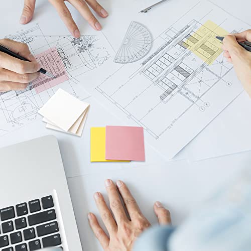 ENLUOM 400 Sheets Colored Transparent Sticky Notes - 3 x 3 in Translucent Sticky Notes, Pastel Clear Waterproof Self-Sticky Note, See Through Sticky Note, Aesthetic Office Supplies (8 Pads) - color: 7 Colors 400 Sheets