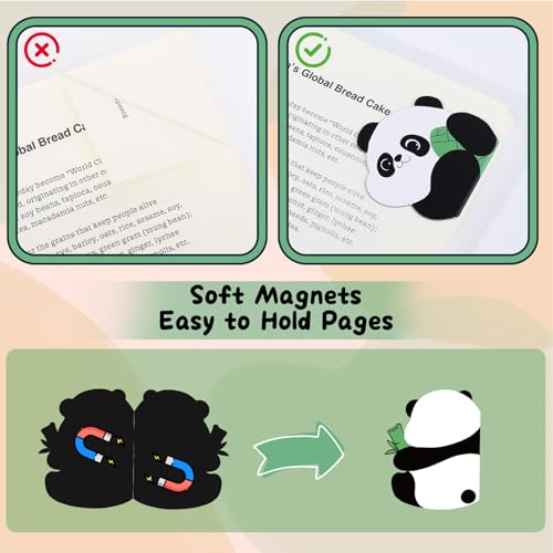 10 Pcs Panda Magnetic Bookmarks for Reading, Cute Gift for Book Lovers - color: Panda