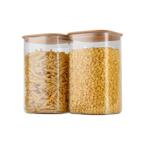 D2scrma 149oz/4.6Qt/4400ml Square Glass Storage Containers with Lids 2-Pack - size: 149oz*2