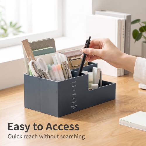 Jekelife Desk Organizer,3 Compartment Multi Grid Desk Container, Open Wide Opening Hard Thickened Pen Holder for Office Stationery, Home Small Item, School Supplies Organization Grey - color: Grey, size: A
