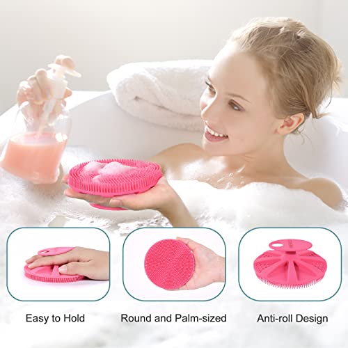 INNERNEED Food-Grade Soft Silicone Body Scrubber Shower Brush, Pink - color: Pink