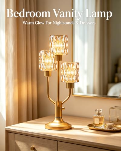 Lightdot Mid Century Modern Table Lamp Glod Glass Dimmable 3 Bulbs Included - color: 19-Gold-Amber-Cylinder