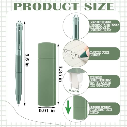 Resurhang 6 Green Pens Set 0.5 mm Fine Point Correction Tape Notes, Green