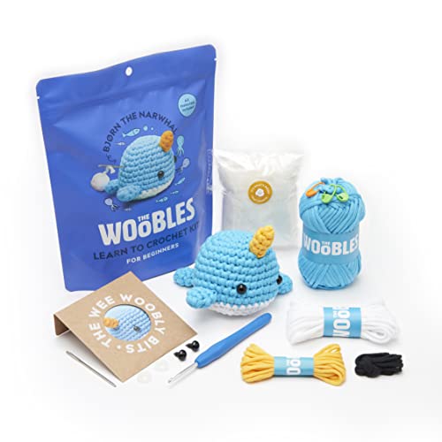 The Woobles Crochet Kit for Beginners (Bjørn the Narwhal) - color: Blue, size: Original