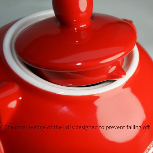 Chinese Teapot 28oz Porcelain Tea Pot Red (Double happiness Teapot) - color: Double happiness Teapot