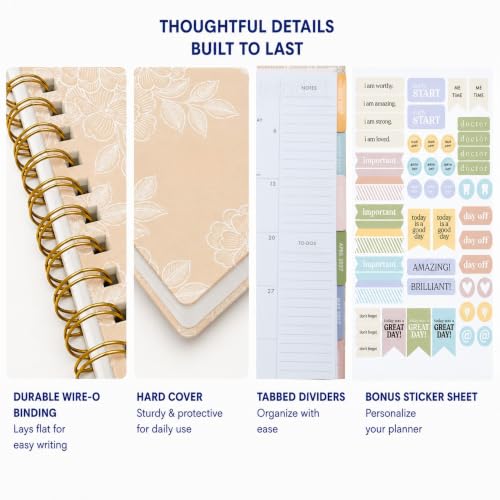 WORLD TRAVELER Academic Planner School Organizer Jul 2026-Dec 2027, 7"x9" - color: Tan Floral
