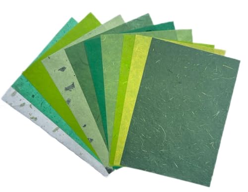 A4 Natural Banana bark, Leaves etc., Mulberry Paper Sheets Art Tissue Washi Paper Design Craft Art Origami Suppliers Card Making Writing Painting 50 Sheets (Green Leaves,Banana Bark, etc.,, A4) - color: Green Leaves,Banana Bark, etc.,, size: 8.3 X 11.7 In