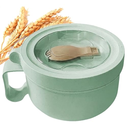 28.7oz Microwave Soup Mugs with Lids,Microwavable Noodle Cooker for Dorm Essentials.Easy-Grip Design, for Soup Oatmeal Gumbo Salad Rice Cereal & More - BPA-Free(green) - color: Green