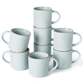famiware Coffee Mug Set of 8, Star 12 oz Ceramic Mugs Cups Set with Handle - color: Star-Light Blue, size: 8 Count (Pack of 1)