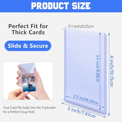 DEDC 50 Top Loader Thick Card Load Holder Storage for Trading Cards Sports Sleeves Hard Plastic 100 Point Protective Toploaders 3"X4" Rigid Memorabilia Collectibles - size: 100pt
