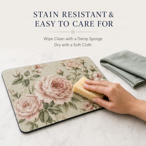 Pimpernel Antique Roses Placemats - Beige, Set of 4 - size: 15.7" x 11.7" Rectangular, style: Antique Roses