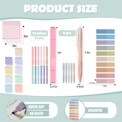 Jutom 38 Pcs Book Annotation Kit for Bible Study, Classic Color, Square - color: Classic Color