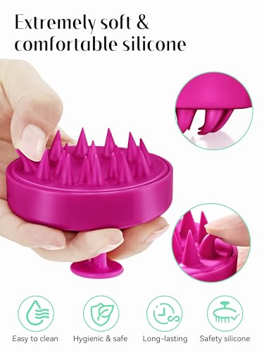 HEETA Scalp Massager Hair Growth Scrubber for Dandruff Removal Hair Care - color: Hot Pink
