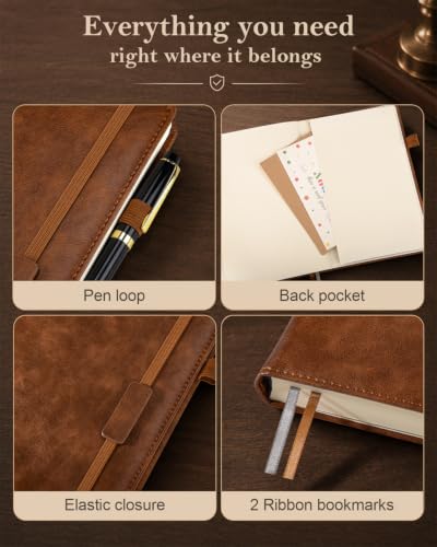 Lined Hardcover Leather Journal Notebook: A4 Journal for Women Men, Brown - color: Brown, size: 8.5"x11"