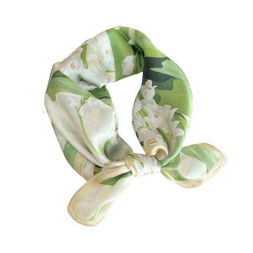 100% Mulberry Silk Neck Scarf for Women Square Neckerchief – 21 inch - color: Greenery