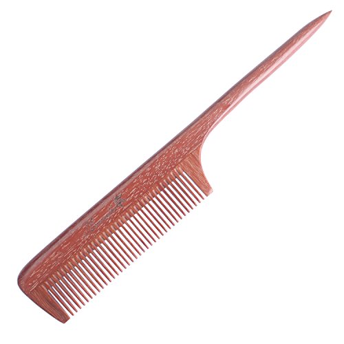Breezelike Fine Tooth Hair Comb for Women, Wooden Tail Comb for Styling - color: Red Sandalwood