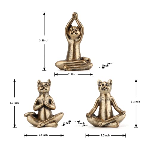 Smadeer Yoga Cat Statues for Home Decor Accents,Yoga Pose Figurine for Zen Spiritual Bedroom Living Room Office Table Desk Modern Boho Decoration,Meditation Shelf Decor Accents Antique Bronze Gift - color: Cat