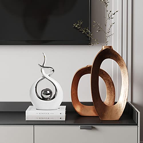 Norrclp Home Decor Modern Abstract Art Ceramic Statue Table Decorations - color: White and Silver, size: Small