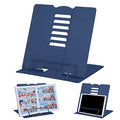 MSDADA Book Stand Metal Reading Rest Book Holder Adjustable Cookbook Documents Holder Portable Sturdy Bookstands for Recipes Textbooks with Page Clips Birthday Gifts for Girls Mom Students(Royal blue) - color: Royal Blue