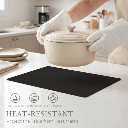 Romanstile Faux Leather Vinyl Placemats Set of 6, Black - color: Black
