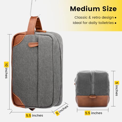 Vorspack Canvas Travel Toiletry Bag for Men, Medium, Light Grey - color: Light Grey, size: Medium