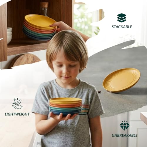 Homienly 5.7 Inch Small Plates-Wheat Straw Mini Plate, Unbreakable Plate Set Ideal for Dessert, Appetizers, Small Serving, Side Dish, Lightweight Dessert Dishes Plates, Set of 8, Colorful - color: Classic Bright, size: 5.7 Inch