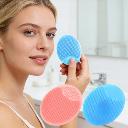 Silicone Face Scrubber-Soft Facial Cleansing Brush for Skincare Routine,Exfoliating Pad & Scalp Scrubber for Home Spa - color: [Mixed Items] 2, size: 2-pack