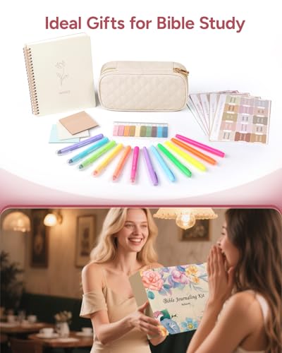 BellaHold Bible Journaling Kit for Women, Bible Study Supplies with Tabs - color: Beige-New
