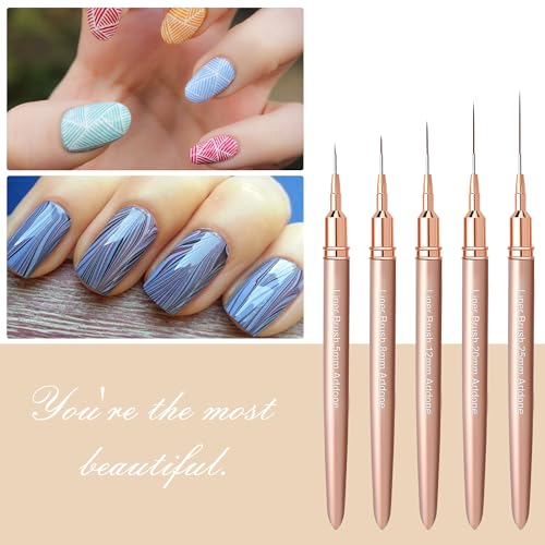 Artdone Metallic Nail Art Pens, Liner Brushes Set, 5PCS Gold Nail Tools - color: Copper Liner Brush Set