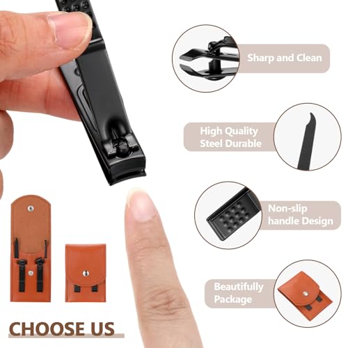 Geosar 50 Set Travel Manicure Kit Bulk Professional Nail Clippers Pedicure Nail Care Tools Grooming Stainless Steel Set with Portable Travel Case, Gift for Christmas Men Women(Brown) - color: Brown