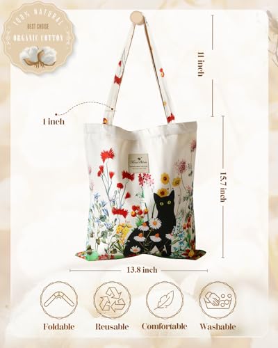 Miss Adola Aesthetic Buckle Tote Bag for Women - color: Flower Cats