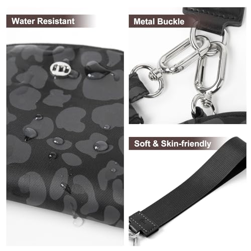 Keychain Wallet Mini Zip Around Wristlet Wallets for Women Detachable Dual Pouch Wristlet Portable Coin Purse Small Wallets - color: Leopard Black