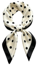 Silk Like Square Scarf for Women Men 27.5" - color: Black Dot