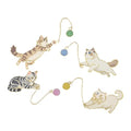 4 Pcs Cute Metal Cat Bookmarks with Chain Yarn Ball Charms for Book Lovers - color: Cat