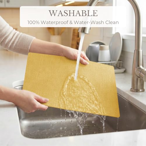 Romanstile Faux Leather Vinyl Placemats Set of 6, Yellow - color: Yellow