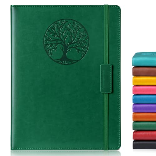 Biuwory B5 Leather Journal Notebook, 256 Lined Pages, Hardcover 7.8"×10.2" - color: Green, size: Lined-256 Pages (7.8"×10.2")