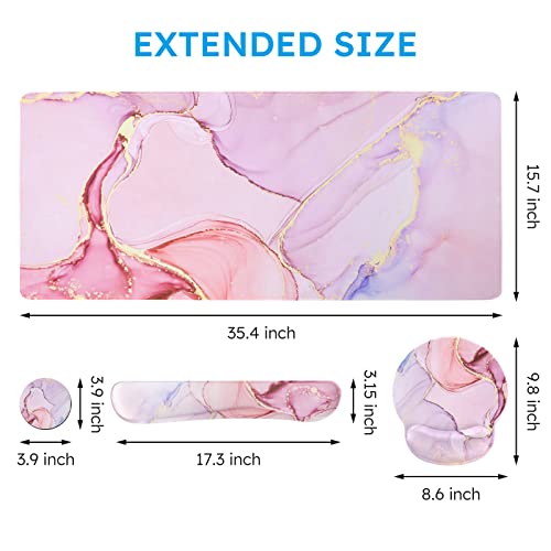 iCasso Glitter Marble Computer Mat 35.4"x15.7", Table Mat for Gaming - color: Glitter Marble