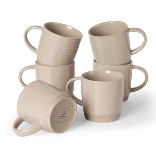 famiware Coffee Mugs Set of 6, 13 oz Mug Set, Ceramic Cup Set with Handle - color: Constellation-Cinnamon Brown, size: 6 Count (Pack of 1)