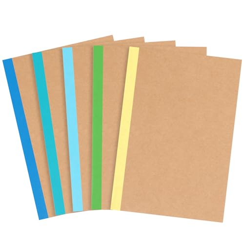 EOOUT Notebooks for Kids 5 Pack A5 Composition Notebook, Kraft Lined Journal Bulk with Blue Spine, 5 Colors, 60 Pages for Women Girls Boys, School Office Supplies - color: Blue, style: Lined-5pack