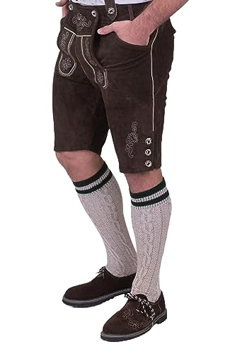 Dirndl Trachten Haus Men's Knee-High Lederhosen Socks, Cream/Green - size: Large